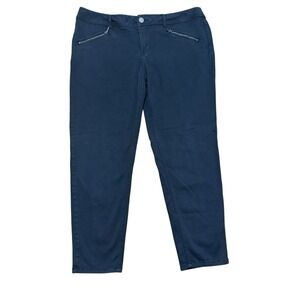 Lane Bryant Chino Pants Womens 20 Stretch Zipper Pockets Flat-Front Black Zip